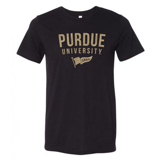 Purdue University Boilermakers 1869 Banner Canvas Short Sleeve Triblend T-Shirt - Solid Black