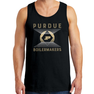 Purdue Boilermakers Vaporwave Grid Tank Top - Black