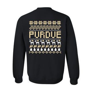 Purdue University Boilermakers Holiday Sweater Crewneck Sweatshirt - Black