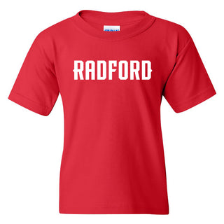 Radford University Highlanders Basic Block Cotton Short Sleeve Youth T Shirt - Red