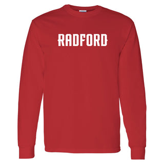 Radford University Highlanders Basic Block Cotton Long Sleeve T Shirt - Red