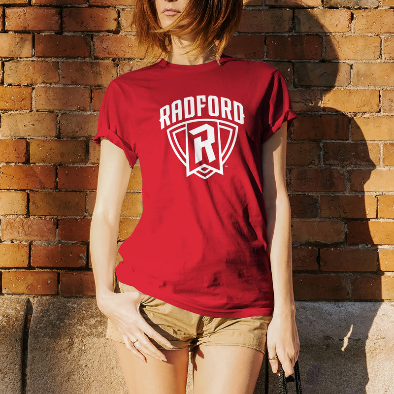 Radford University Highlanders Arch Logo Basic Cotton Short Sleeve T Shirt - Red