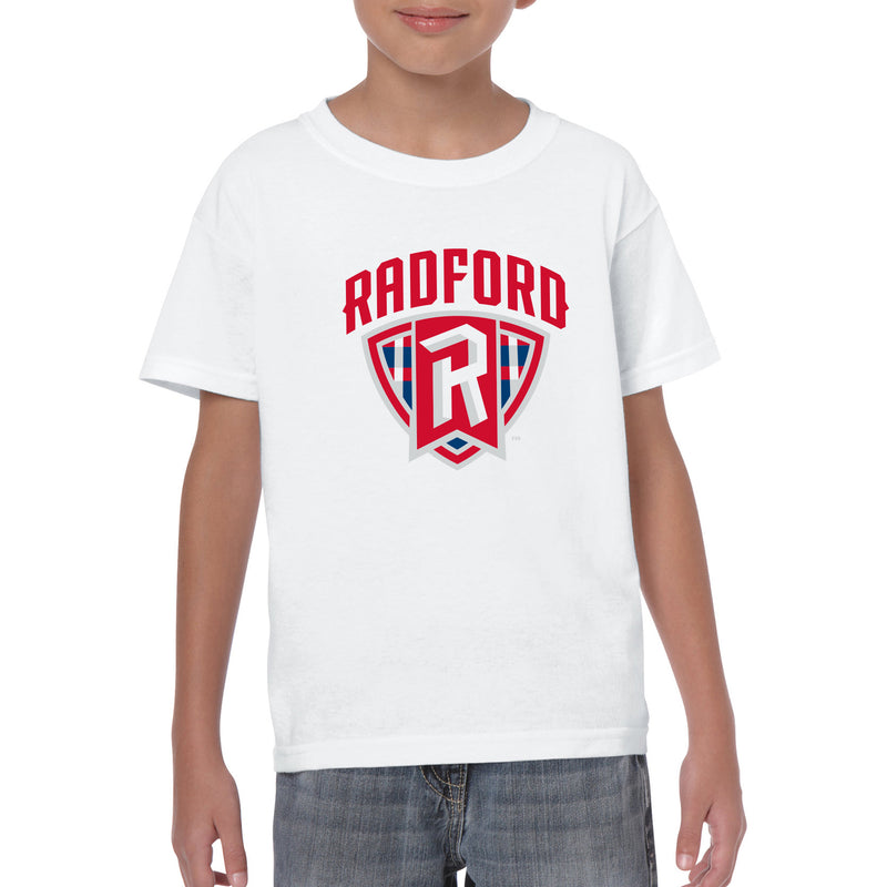 Radford University Highlanders Arch Logo Basic Cotton Short Sleeve Youth T Shirt - White