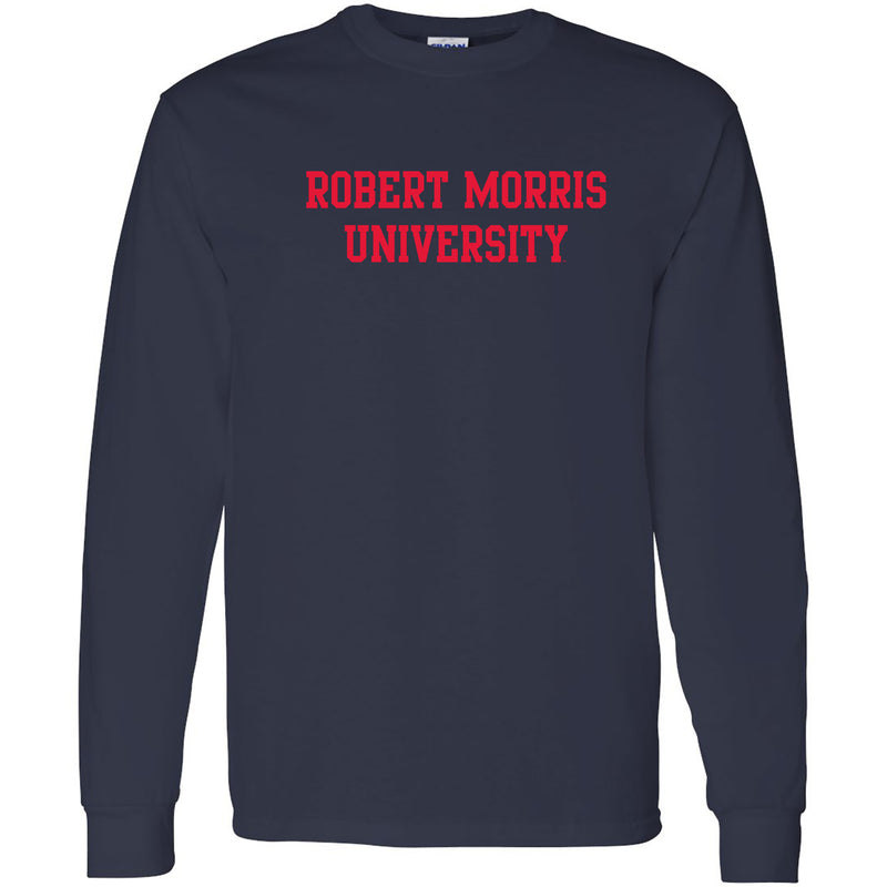 Robert Morris University Colonials Basic Block Long Sleeve T Shirt - Navy