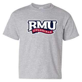 Robert Morris University Colonials Primary Logo Short Sleeve Youth T Shirt - Sport Grey