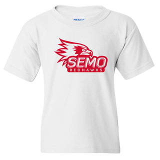 Southeast Missouri State University Redhawks Primary Logo Youth Short Sleeve T-Shirt - White