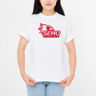 Southeast Missouri State University Redhawks Primary Logo Short Sleeve T-Shirt - White