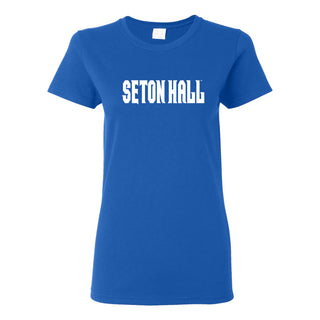 Seton Hall University Pirates Basic Block Womens Short Sleeve T Shirt - Royal