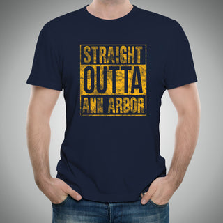 Straight Outta Ann Arbor Michigan Next Level Triblend Short Sleeve T Shirt - Vintage Navy