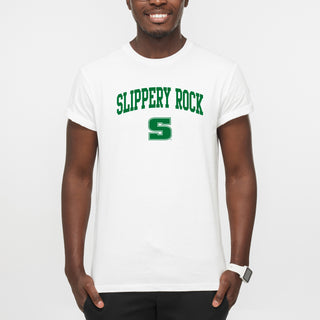 Slippery Rock University The Rock Arch Logo Short Sleeve T Shirt - White