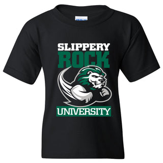 Slippery Rock University The Rock Primary Logo Short Sleeve Youth T Shirt - Black