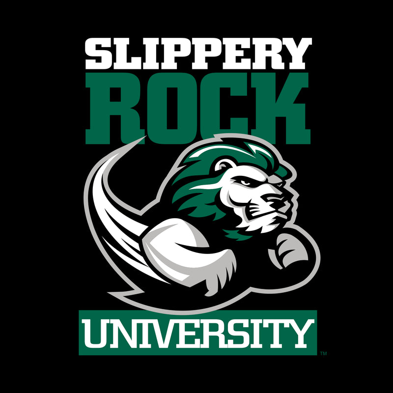 Slippery Rock University The Rock Primary Logo Long Sleeve T Shirt - Black