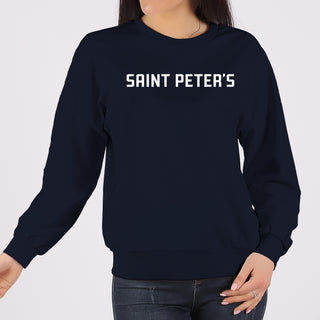 Saint Peter's University Peacocks Basic Block Crewneck Sweatshirt - Navy