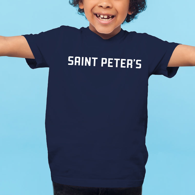 Saint Peter's University Peacocks Basic Block Short Sleeve Youth T Shirt - Navy