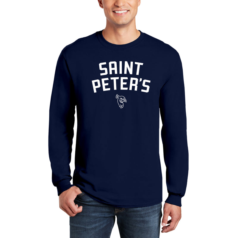 Saint Peter's University Peacocks Arch Logo Long Sleeve - Navy