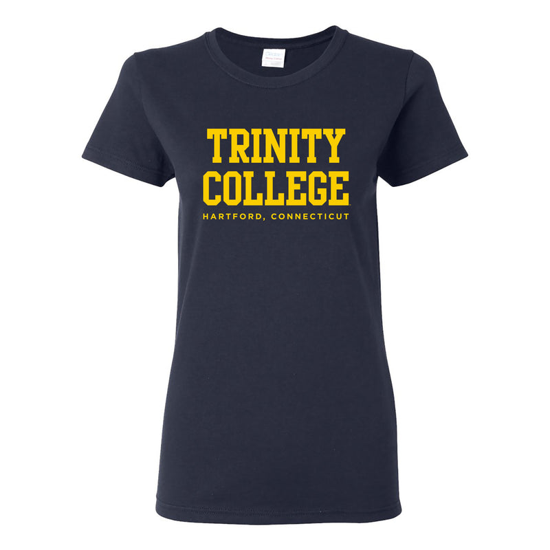 Trinity College Bantams Basic Block Cotton Womens Short Sleeve T Shirt - Navy