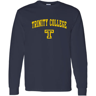 Trinity College Bantams Arch Logo Basic Cotton Long Sleeve T Shirt - Navy