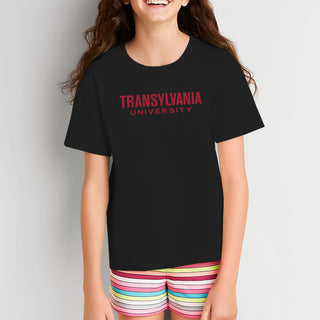 Transylvania University Pioneers Basic Block Youth Short Sleeve T Shirt - Black