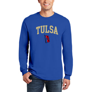 University of Tulsa Golden Hurricanes Arch Logo Cotton Long Sleeve T-Shirt - Royal