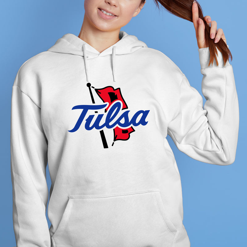 University of Tulsa Golden Hurricanes Primary Logo Cotton Hoodie - White