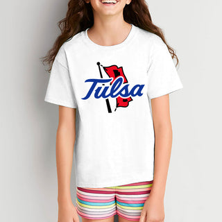 University of Tulsa Golden Hurricanes Primary Logo Cotton Youth T-Shirt - White