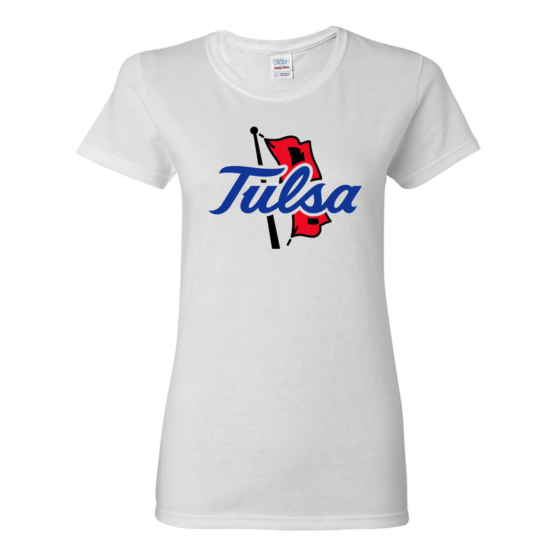 University of Tulsa Golden Hurricanes Primary Logo Cotton Womens T-Shirt - White