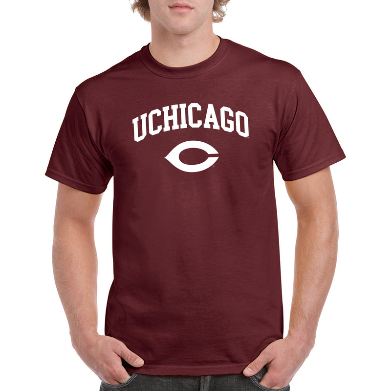 University of Chicago Maroons Arch Logo Short Sleeve T Shirt - Maroon