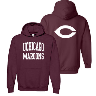 University of Chicago Maroons Front Back Print Heavy Blend Hoodie - Maroon