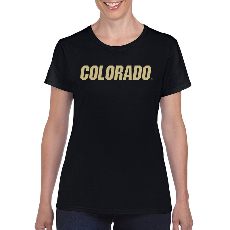 University of Colorado Buffaloes Basic Block Women's T Shirt - Black