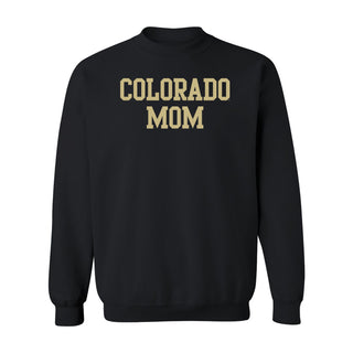 University of Colorado Buffaloes Basic Block Mom Crewneck Sweatshirt - Black