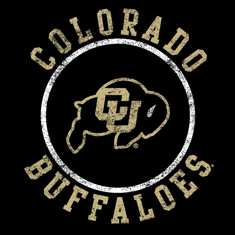 University of Colorado Buffaloes Distressed Circle Logo Women's T Shirt - Black