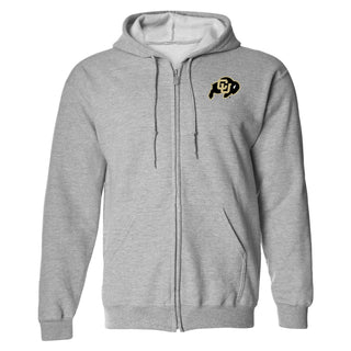 University of Colorado Buffaloes Primary Logo Left Chest Zip Hoodie - Sport Grey