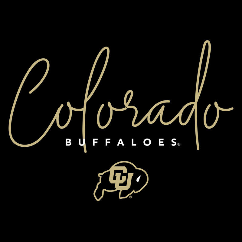 University of Colorado Buffaloes Thin Script Women's Long Sleeve T Shirt - Black