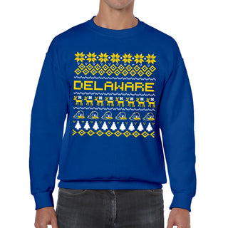 Delaware Blue Hens Holiday Ugly Sweater Crewneck Sweatshirt - Royal