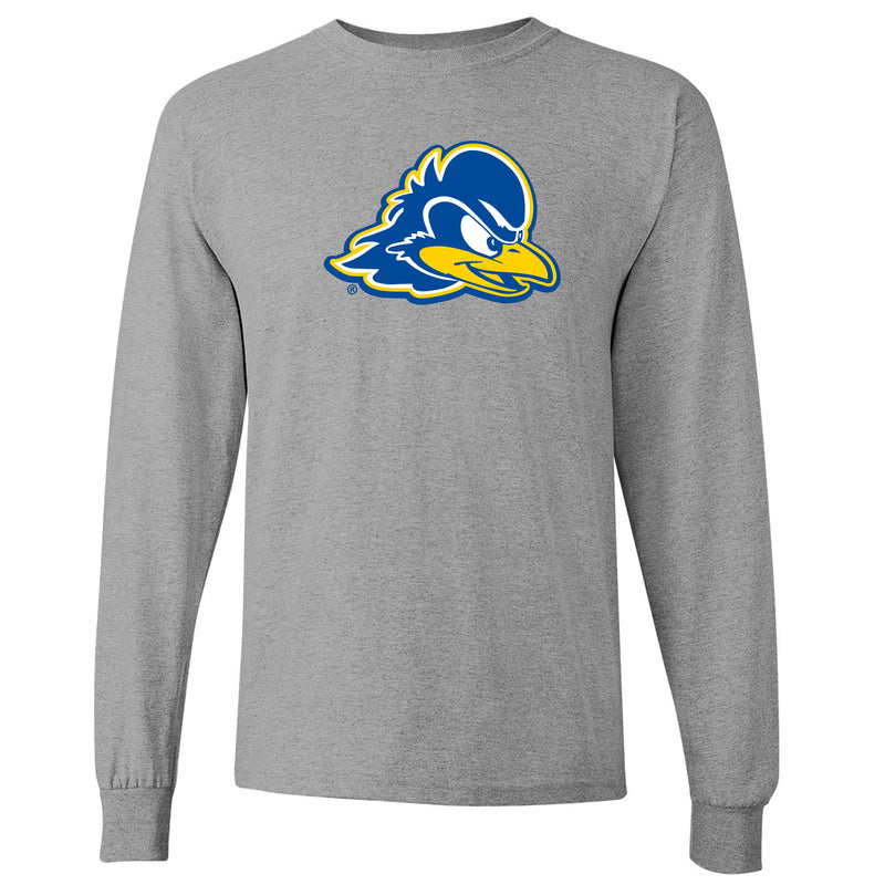 Delaware Blue Hens Primary Logo Long Sleeve T Shirt - Sport Grey