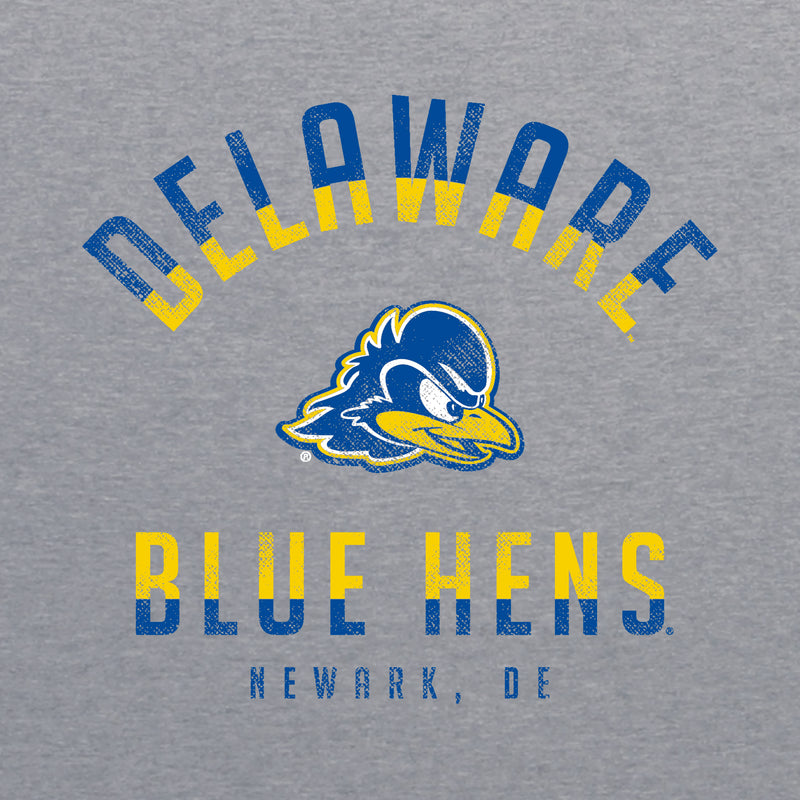 Delaware Blue Hens Division Arch Triblend T Shirt - Athletic Grey