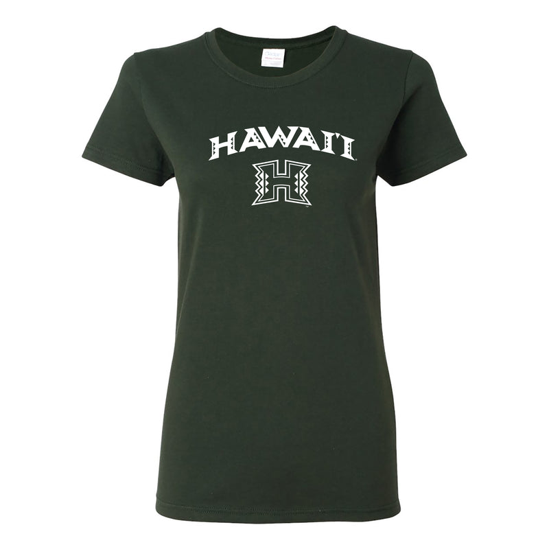 University of Hawaii Rainbow Warriors Arch Logo Cotton Women's T-Shirt - Forest