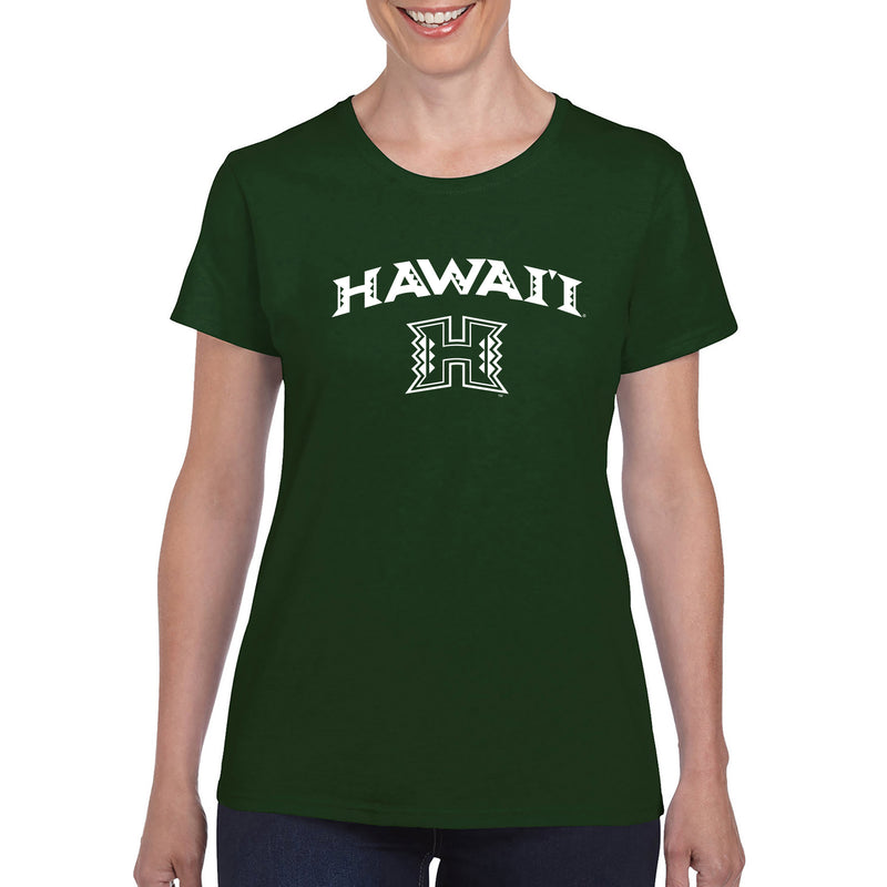 University of Hawaii Rainbow Warriors Arch Logo Cotton Women's T-Shirt - Forest