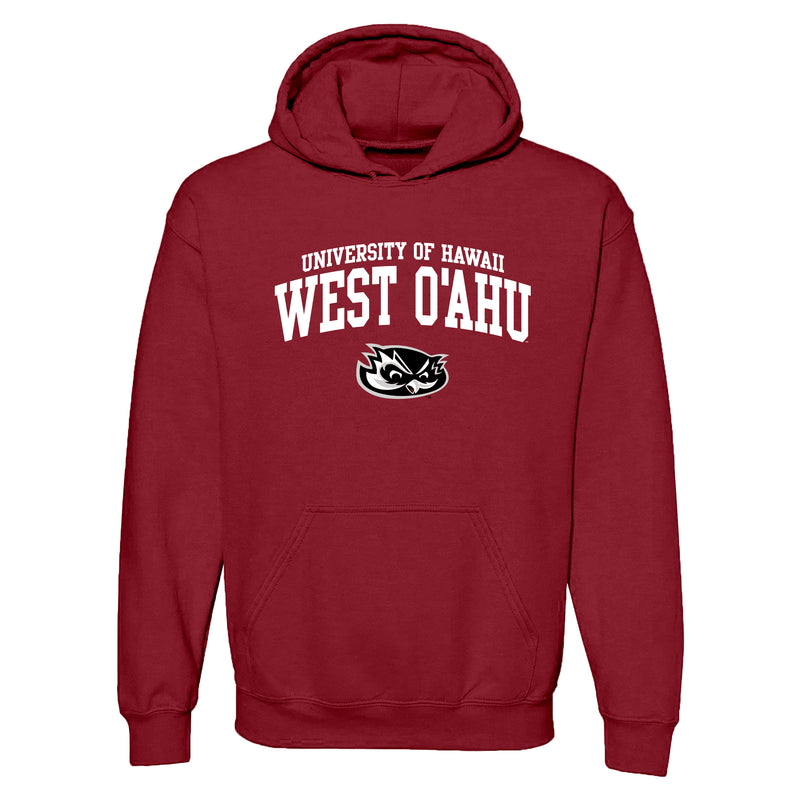 Hawaii West Oahu Pueo Arch Logo Hoodie - Cardinal