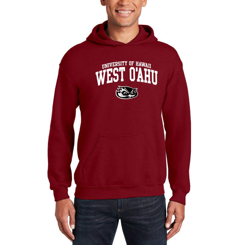 Hawaii West Oahu Pueo Arch Logo Hoodie - Cardinal