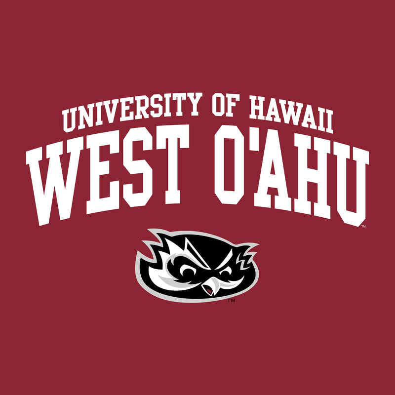 Hawaii West Oahu Pueo Arch Logo Hoodie - Cardinal