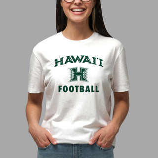 Hawaii Rainbow Warriors Arch Logo Football T Shirt - White