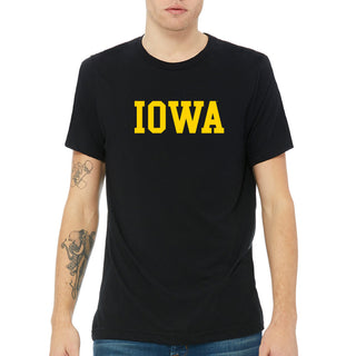 Iowa Basic Block Canvas Triblend T-Shirt - Solid Black Triblend