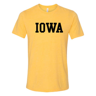 Iowa Basic Block Canvas Triblend T-Shirt - Yellow Gold Triblend