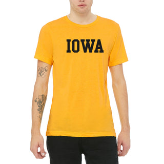 Iowa Basic Block Canvas Triblend T-Shirt - Yellow Gold Triblend