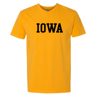 University of Iowa Hawkeyes Arch Logo Next Level Premium Cotton Short Sleeve T Shirt - Gold