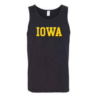 Iowa Hawkeyes Basic Block Heavy Cotton Tank Top - Black