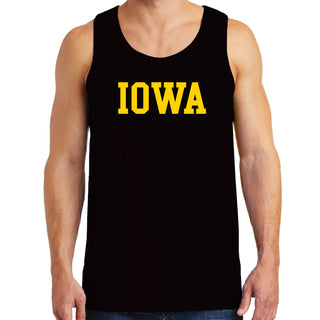 Iowa Hawkeyes Basic Block Heavy Cotton Tank Top - Black