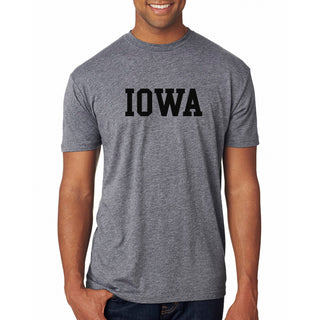 University of Iowa Hawkeyes Basic Block Next Level Short Sleeve T Shirt - Premium Heather