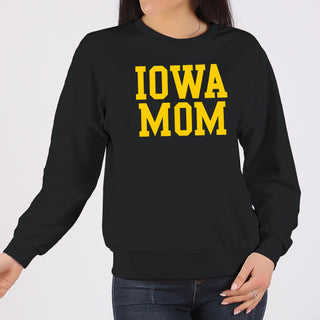 Iowa Hawkeyes Basic Block Mom Crewneck Sweatshirt - Black